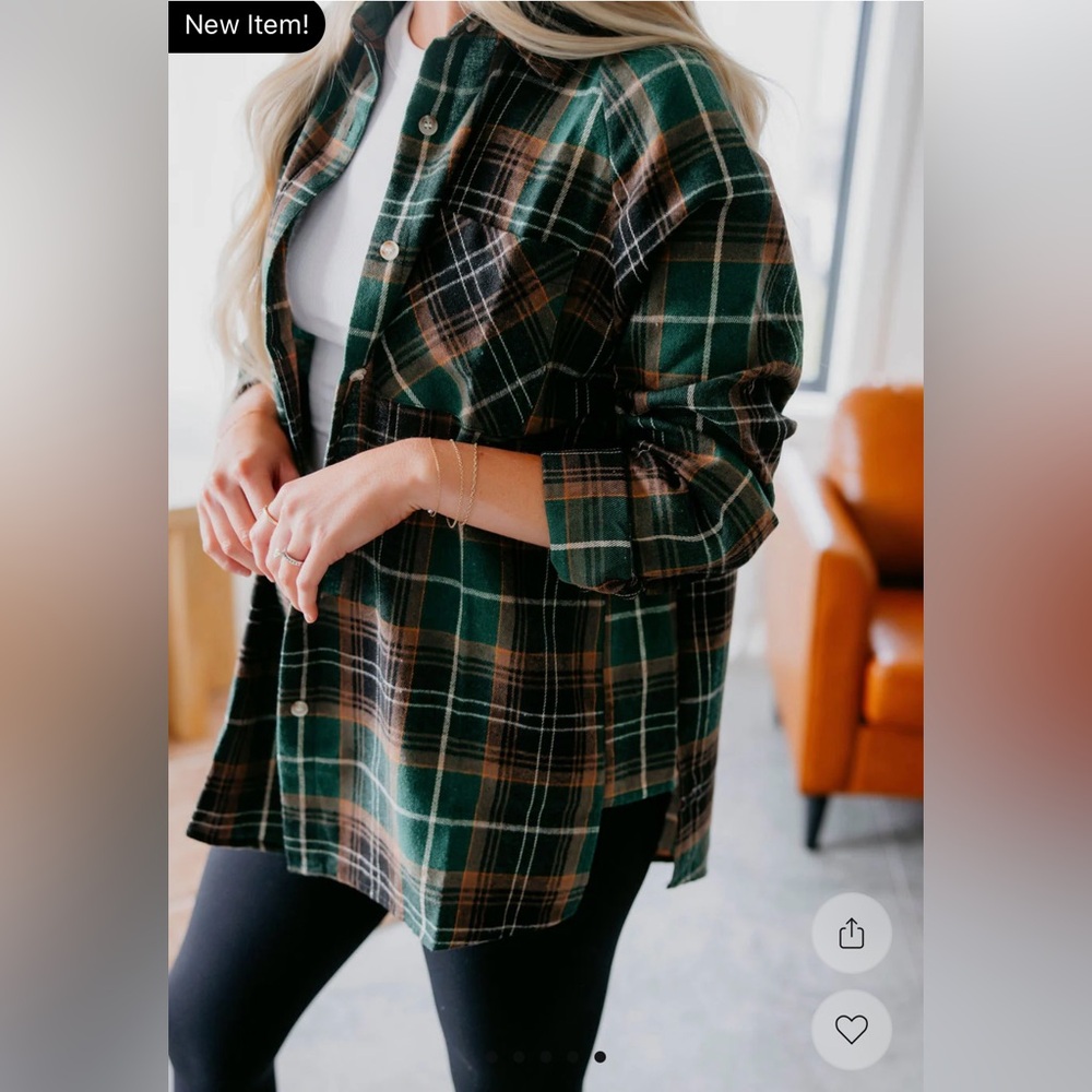 Plaid Button-Up Shirt - Green and Brown